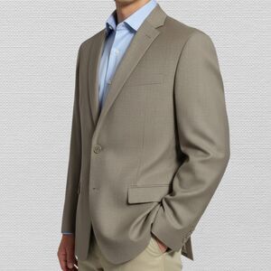 TOMMY HILFIGER Men’s Blazer Sport Coat 2-Button Jacket 44R Tan Beige Wool Blend